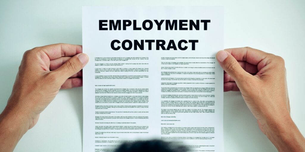 Remote employee going through his contract